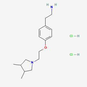 molecular formula C16H28Cl2N2O B1490810 2-{4-[2-(3,4-二甲基吡咯烷-1-基)乙氧基]苯基}乙胺二盐酸盐 CAS No. 1432681-65-6