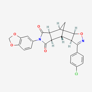 (3aR,4R,4aR,7aS,8R,8aR)-6-(1,3-benzodioxol-5-yl)-3-(4-chlorophenyl)-4a,7a,8,8a-tetrahydro-3aH-4,8-methano[1,2]oxazolo[4,5-f]isoindole-5,7(4H,6H)-dione