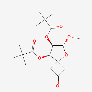 molecular formula C18H28O7 B14908192 (6R,7R,8S)-6-Methoxy-2-oxo-5-oxaspiro[3.4]octane-7,8-diyl bis(2,2-dimethylpropanoate) 