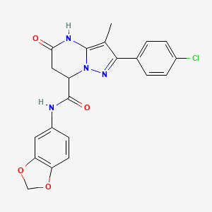 N-(1,3-benzodioxol-5-yl)-2-(4-chlorophenyl)-5-hydroxy-3-methyl-6,7-dihydropyrazolo[1,5-a]pyrimidine-7-carboxamide