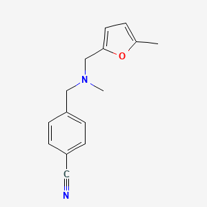 molecular formula C15H16N2O B14908265 4-((Methyl((5-methylfuran-2-yl)methyl)amino)methyl)benzonitrile 