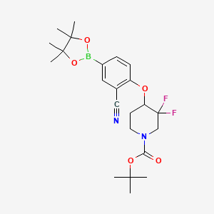 molecular formula C23H31BF2N2O5 B14908310 tert-Butyl 4-(2-cyano-4-(4,4,5,5-tetramethyl-1,3,2-dioxaborolan-2-yl)phenoxy)-3,3-difluoropiperidine-1-carboxylate 