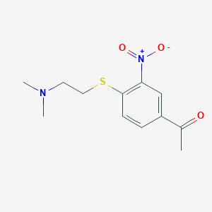 molecular formula C12H16N2O3S B14908561 1-(4-((2-(Dimethylamino)ethyl)thio)-3-nitrophenyl)ethan-1-one 