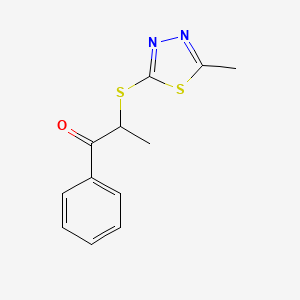 molecular formula C12H12N2OS2 B14908620 2-((5-Methyl-1,3,4-thiadiazol-2-yl)thio)-1-phenylpropan-1-one 