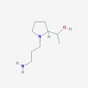 molecular formula C9H20N2O B1490868 1-(1-(3-アミノプロピル)ピロリジン-2-イル)エタン-1-オール CAS No. 2098096-48-9