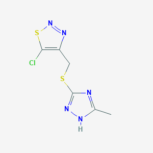 molecular formula C6H6ClN5S2 B14909449 5-Chloro-4-(((5-methyl-4h-1,2,4-triazol-3-yl)thio)methyl)-1,2,3-thiadiazole 