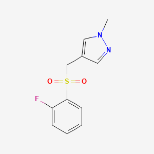 molecular formula C11H11FN2O2S B14909496 4-(((2-Fluorophenyl)sulfonyl)methyl)-1-methyl-1h-pyrazole 