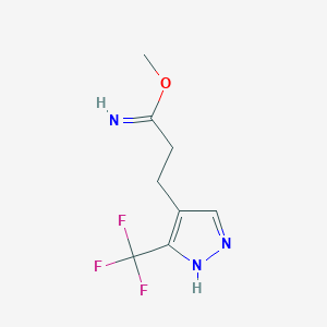molecular formula C8H10F3N3O B1490965 methyl 3-(3-(trifluoromethyl)-1H-pyrazol-4-yl)propanimidate CAS No. 2098137-64-3