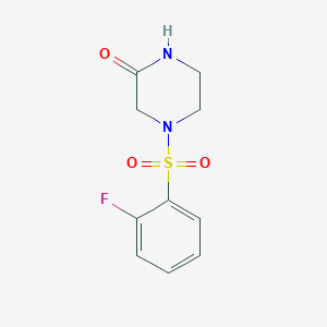 molecular formula C10H11FN2O3S B14909658 4-((2-Fluorophenyl)sulfonyl)piperazin-2-one 