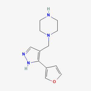 molecular formula C12H16N4O B1490977 1-((3-(furan-3-yl)-1H-pyrazol-4-yl)methyl)piperazine CAS No. 2098006-37-0