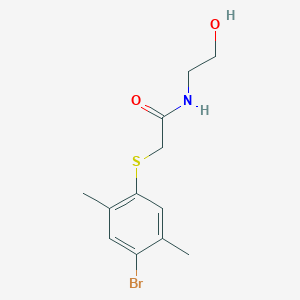 molecular formula C12H16BrNO2S B14909816 2-((4-Bromo-2,5-dimethylphenyl)thio)-N-(2-hydroxyethyl)acetamide 