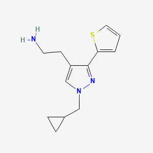 molecular formula C13H17N3S B1490986 2-(1-(cyclopropylmethyl)-3-(thiophen-2-yl)-1H-pyrazol-4-yl)ethan-1-amine CAS No. 2098131-28-1