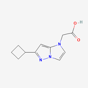 molecular formula C11H13N3O2 B1490988 2-(6-cyclobutyl-1H-imidazo[1,2-b]pyrazol-1-yl)acetic acid CAS No. 2098053-69-9