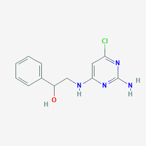 molecular formula C12H13ClN4O B14909925 2-((2-Amino-6-chloropyrimidin-4-yl)amino)-1-phenylethan-1-ol 