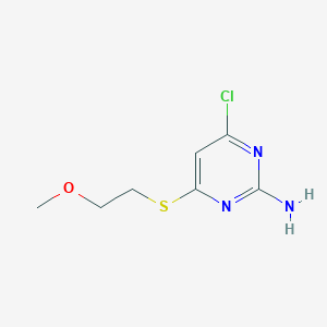 molecular formula C7H10ClN3OS B14909956 4-Chloro-6-((2-methoxyethyl)thio)pyrimidin-2-amine 