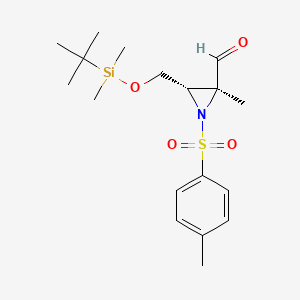 molecular formula C18H29NO4SSi B14910085 (2S,3S)-3-(((tert-Butyldimethylsilyl)oxy)methyl)-2-methyl-1-tosylaziridine-2-carbaldehyde 