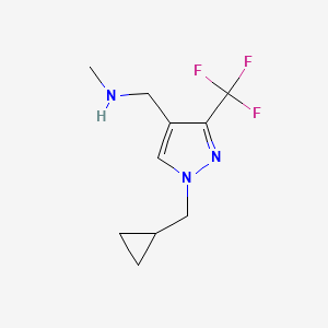 molecular formula C10H14F3N3 B1491011 1-(1-(cyclopropylmethyl)-3-(trifluoromethyl)-1H-pyrazol-4-yl)-N-methylmethanamine CAS No. 2098086-98-5