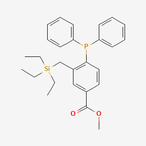 molecular formula C27H33O2PSi B14910139 Methyl 4-(diphenylphosphanyl)-3-((triethylsilyl)methyl)benzoate 