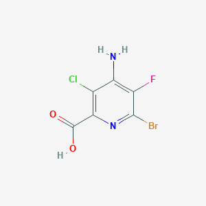 molecular formula C6H3BrClFN2O2 B14910266 4-Amino-6-bromo-3-chloro-5-fluoropicolinic acid 