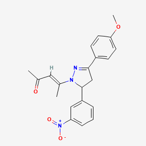 (3E)-4-[3-(4-methoxyphenyl)-5-(3-nitrophenyl)-4,5-dihydro-1H-pyrazol-1-yl]pent-3-en-2-one