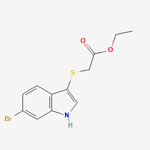 molecular formula C12H12BrNO2S B14910383 Ethyl 2-((6-bromo-1H-indol-3-yl)thio)acetate 