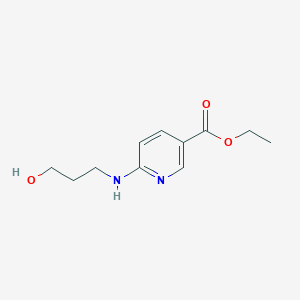 molecular formula C11H16N2O3 B14910422 Ethyl 6-((3-hydroxypropyl)amino)nicotinate 