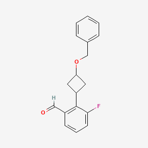 molecular formula C18H17FO2 B14910624 2-(3-(Benzyloxy)cyclobutyl)-3-fluorobenzaldehyde 