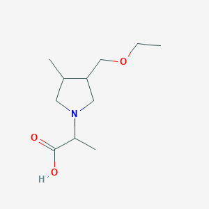 molecular formula C11H21NO3 B1491073 2-(3-(乙氧基甲基)-4-甲基吡咯烷-1-基)丙酸 CAS No. 2097950-12-2