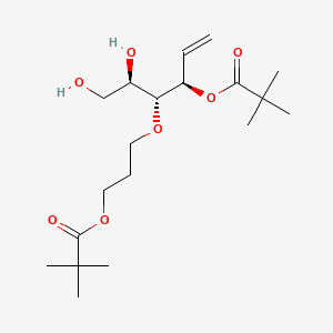 molecular formula C19H34O7 B14910811 (3R,4R,5R)-5,6-Dihydroxy-4-(3-(pivaloyloxy)propoxy)hex-1-en-3-yl pivalate 