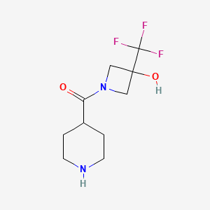 molecular formula C10H15F3N2O2 B1491092 (3-Hydroxy-3-(trifluoromethyl)azetidin-1-yl)(piperidin-4-yl)methanone CAS No. 2097998-28-0
