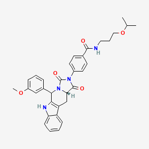 4-[(15S)-10-(3-methoxyphenyl)-12,14-dioxo-8,11,13-triazatetracyclo[7.7.0.02,7.011,15]hexadeca-1(9),2,4,6-tetraen-13-yl]-N-(3-propan-2-yloxypropyl)benzamide