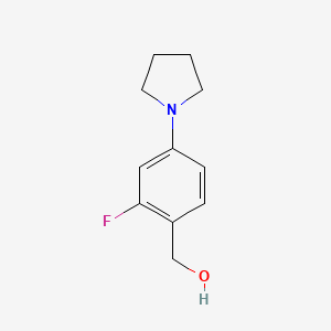 molecular formula C11H14FNO B14911235 [2-Fluoro-4-(pyrrolidin-1-yl)phenyl]methanol 