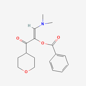 1-(Dimethylamino)-3-oxo-3-(tetrahydro-2H-pyran-4-yl)prop-1-en-2-yl benzoate