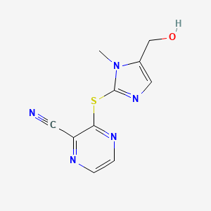 molecular formula C10H9N5OS B14911324 3-((5-(Hydroxymethyl)-1-methyl-1h-imidazol-2-yl)thio)pyrazine-2-carbonitrile 