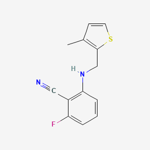 molecular formula C13H11FN2S B14911498 2-Fluoro-6-(((3-methylthiophen-2-yl)methyl)amino)benzonitrile 