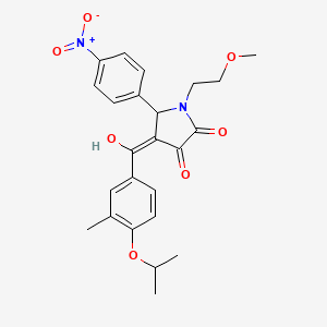 molecular formula C24H26N2O7 B14911644 (4E)-4-{hydroxy[3-methyl-4-(propan-2-yloxy)phenyl]methylidene}-1-(2-methoxyethyl)-5-(4-nitrophenyl)pyrrolidine-2,3-dione 