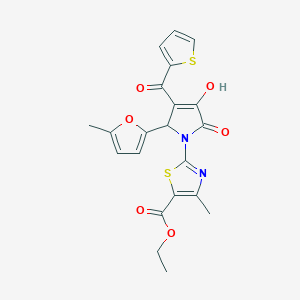 ethyl 2-[3-hydroxy-5-(5-methylfuran-2-yl)-2-oxo-4-(thiophen-2-ylcarbonyl)-2,5-dihydro-1H-pyrrol-1-yl]-4-methyl-1,3-thiazole-5-carboxylate