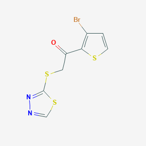 molecular formula C8H5BrN2OS3 B14911820 2-((1,3,4-Thiadiazol-2-yl)thio)-1-(3-bromothiophen-2-yl)ethan-1-one 