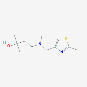 molecular formula C11H20N2OS B14911837 2-Methyl-4-(methyl((2-methylthiazol-4-yl)methyl)amino)butan-2-ol 