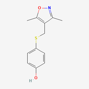 molecular formula C12H13NO2S B14911908 4-(((3,5-Dimethylisoxazol-4-yl)methyl)thio)phenol 