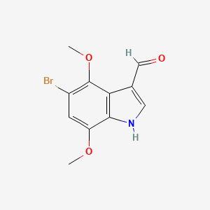 molecular formula C11H10BrNO3 B14912020 5-Bromo-4,7-dimethoxy-1H-indole-3-carbaldehyde 