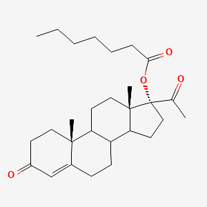 molecular formula C28H42O4 B14912112 (8xi,9xi,14xi)-3,20-Dioxopregn-4-en-17-yl heptanoate 