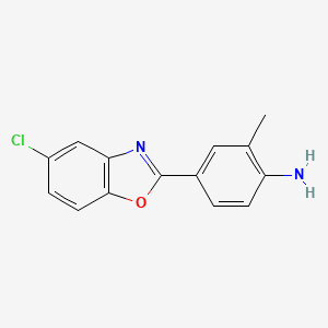 molecular formula C14H11ClN2O B14912227 4-(5-Chlorobenzo[d]oxazol-2-yl)-2-methylaniline 