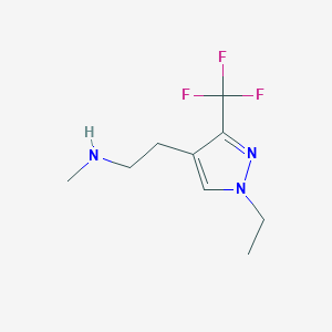 molecular formula C9H14F3N3 B1491227 2-(1-ethyl-3-(trifluoromethyl)-1H-pyrazol-4-yl)-N-methylethan-1-amine CAS No. 2098021-32-8