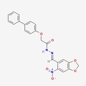 2-(biphenyl-4-yloxy)-N'-[(E)-(6-nitro-1,3-benzodioxol-5-yl)methylidene]acetohydrazide