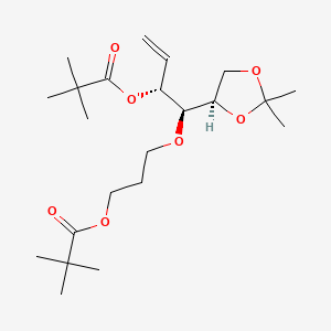 molecular formula C22H38O7 B14912708 (1S,2R)-1-((R)-2,2-Dimethyl-1,3-dioxolan-4-yl)-1-(3-(pivaloyloxy)propoxy)but-3-en-2-yl pivalate 