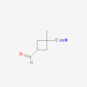 molecular formula C7H9NO B14912744 3-Formyl-1-methylcyclobutanecarbonitrile 