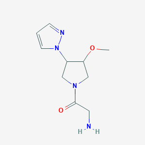 molecular formula C10H16N4O2 B1491291 2-amino-1-(3-methoxy-4-(1H-pyrazol-1-yl)pyrrolidin-1-yl)ethan-1-one CAS No. 2098075-99-9