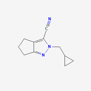 molecular formula C11H13N3 B1491307 2-(Cyclopropylmethyl)-2,4,5,6-tetrahydrocyclopenta[c]pyrazole-3-carbonitrile CAS No. 2098046-22-9