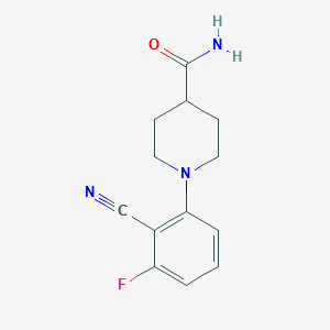 molecular formula C13H14FN3O B14913115 1-(2-Cyano-3-fluorophenyl)piperidine-4-carboxamide 